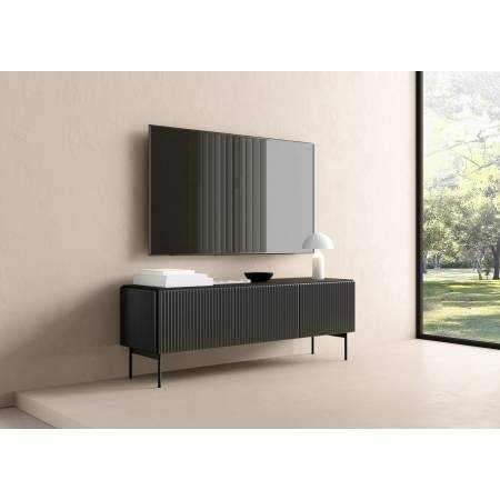 Szafka pod telewizor ryflowana czarna 3D RTV 147 cm MIGEL